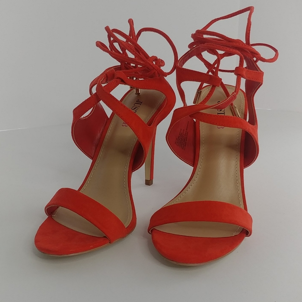 JustFab | Reeta in Red Wrap Heels 8.5 - Picture 4 of 6